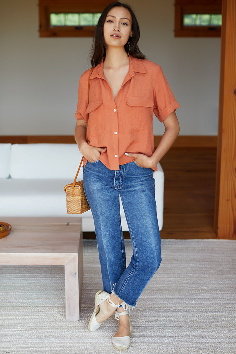 Short Sleeve Utility Shirt - Mojave Linen