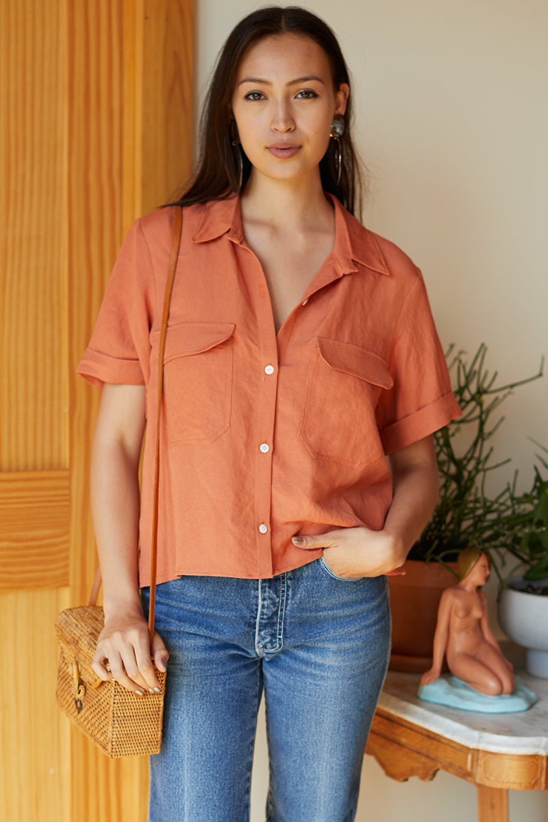 Short Sleeve Utility Shirt - Mojave Linen