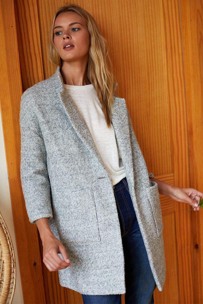 Car Coat - Heather Grey Boucle