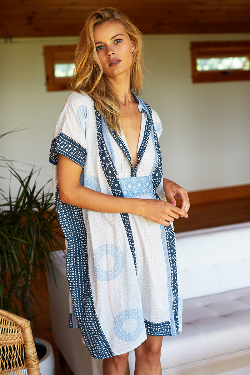 Emerson Short Caftan - Cerulean Organic