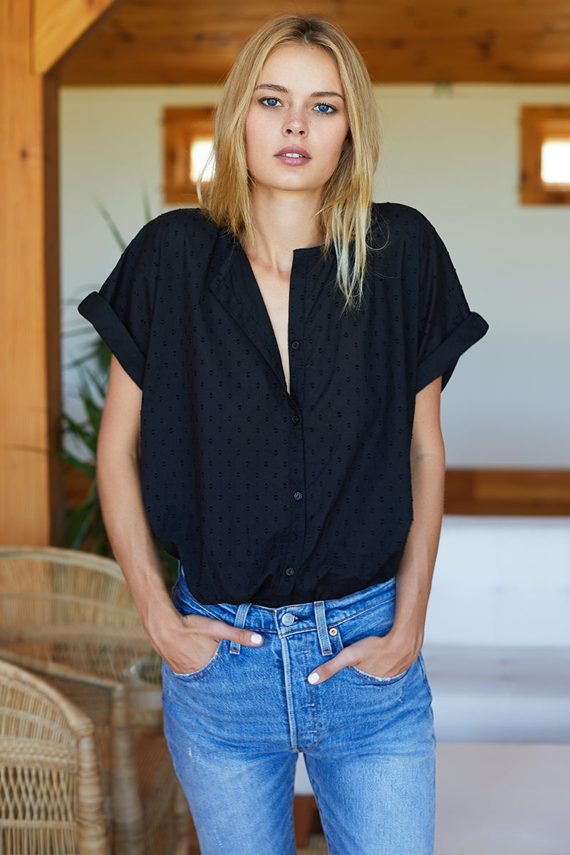 India Button Down - Black Dots Organic - Emerson Fry