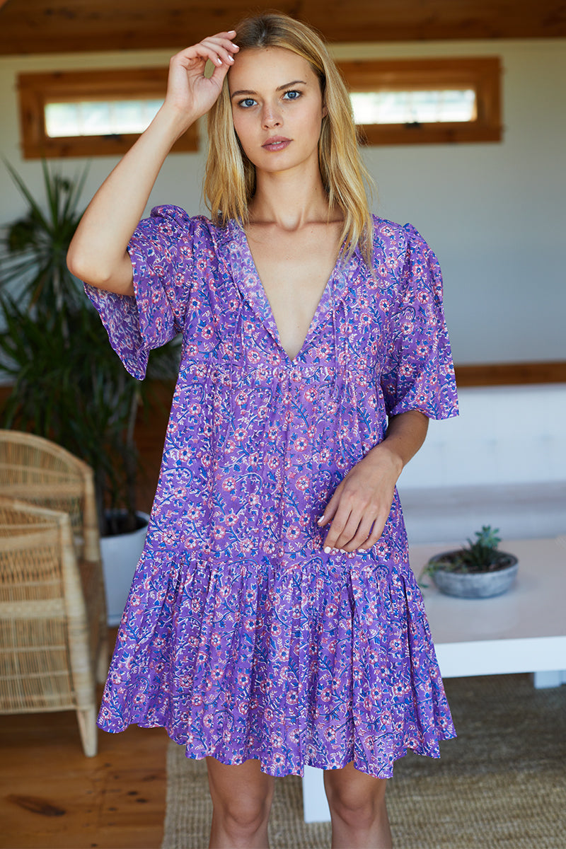 Isla Dress - Violet Wildflower Organic