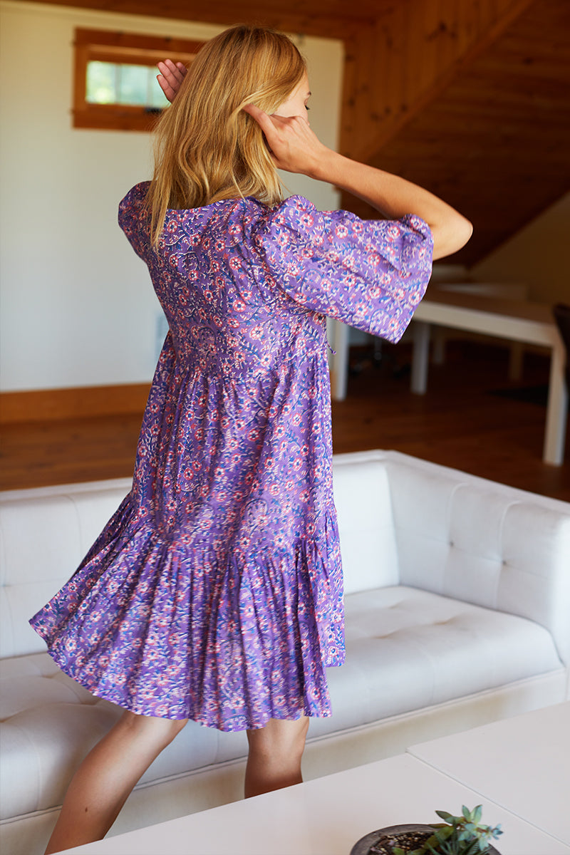 Isla Dress - Violet Wildflower Organic