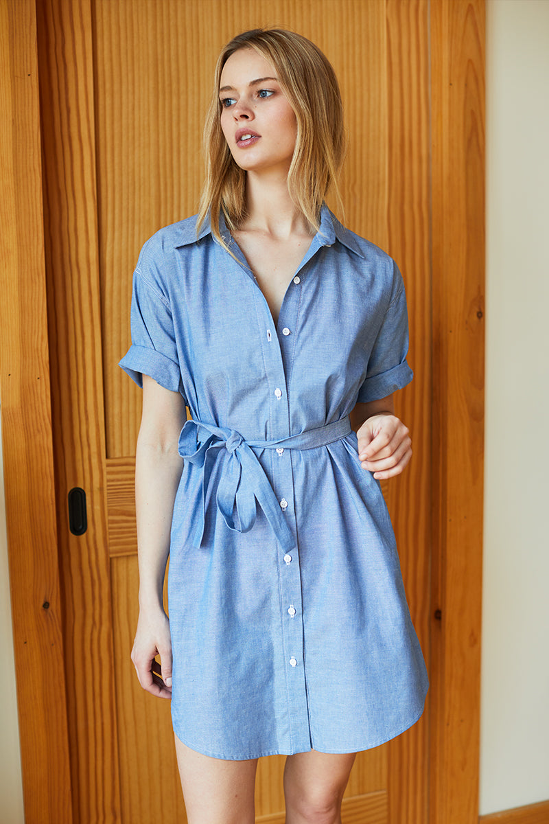 Short Sleeve Shirtdress -  Chambray