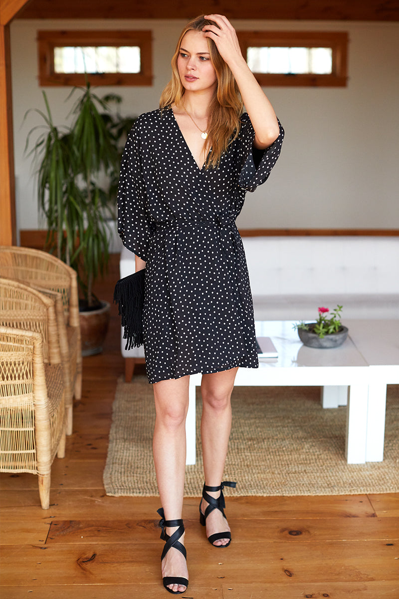 Wrap Dress - Black Dot