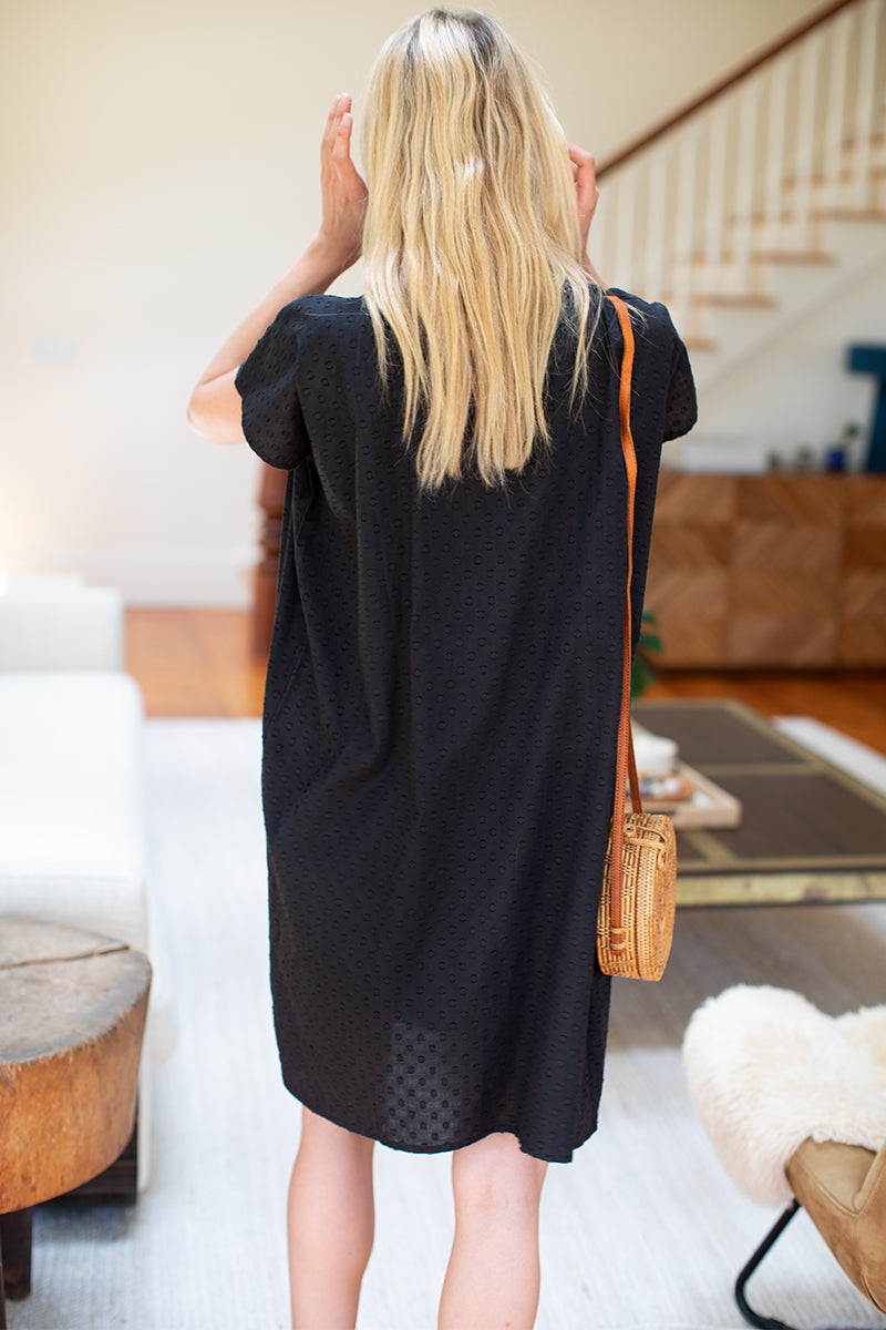 Francina Caftan Shortie - Black Dots