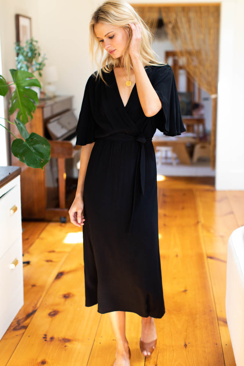 Lila Dress - Black Crepe - Emerson Fry