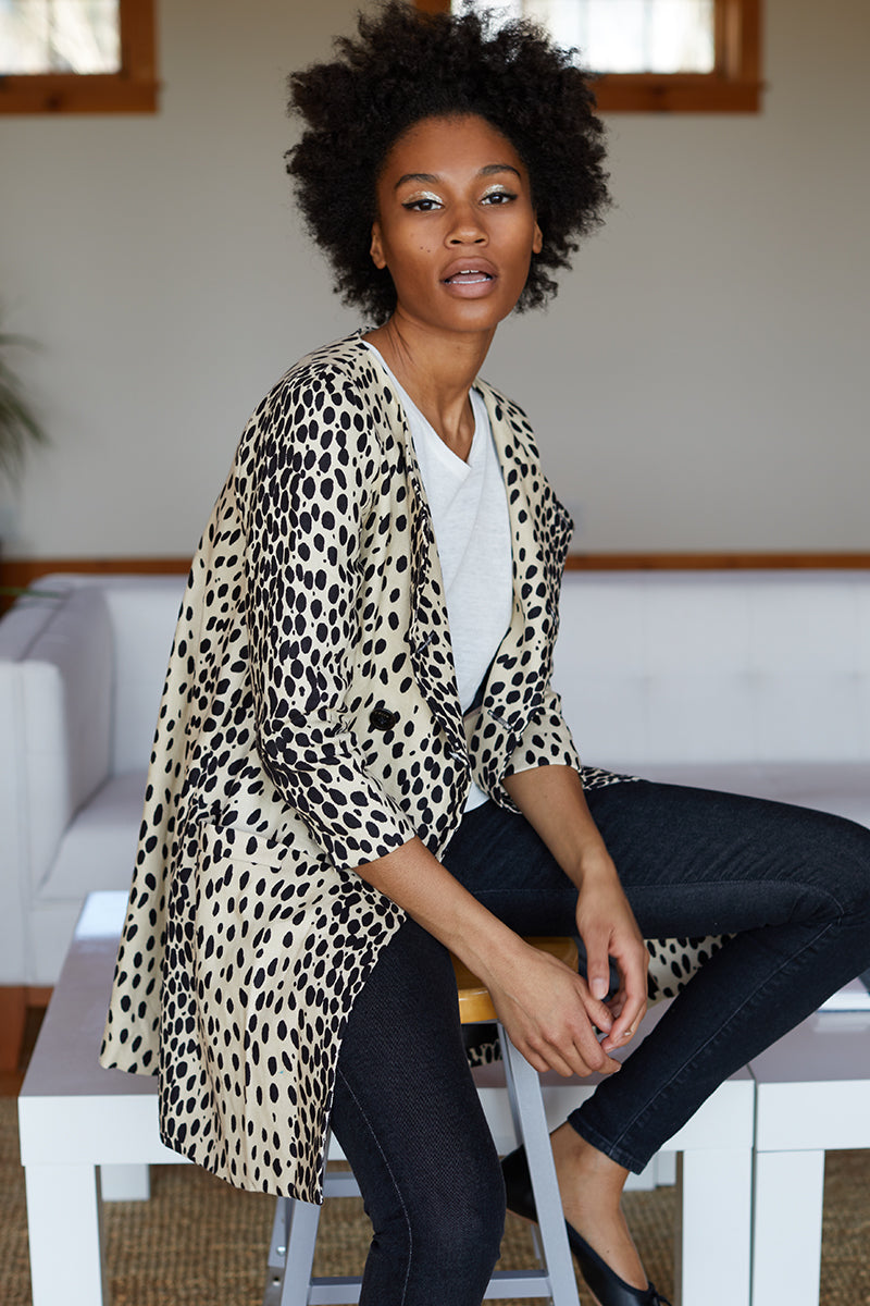 London Coat - Leopard Linen