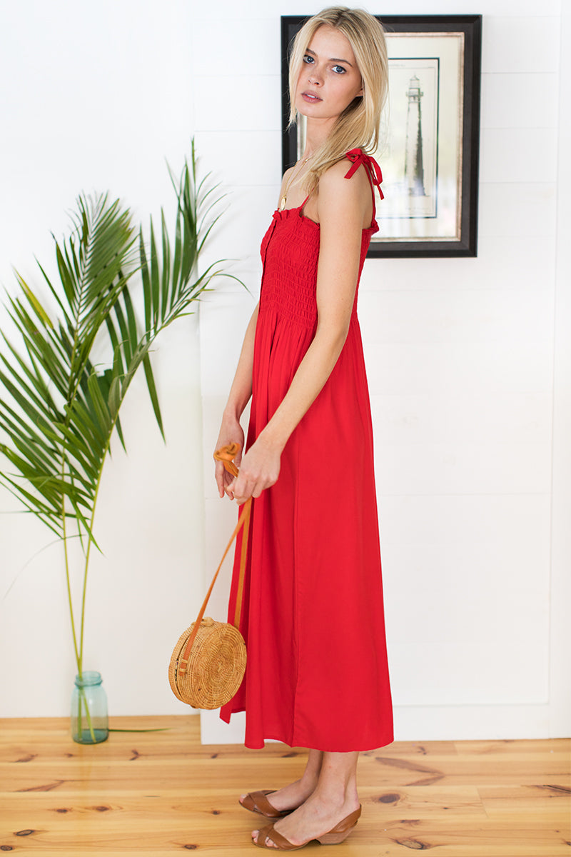 Santiago Sundress - Bright Red