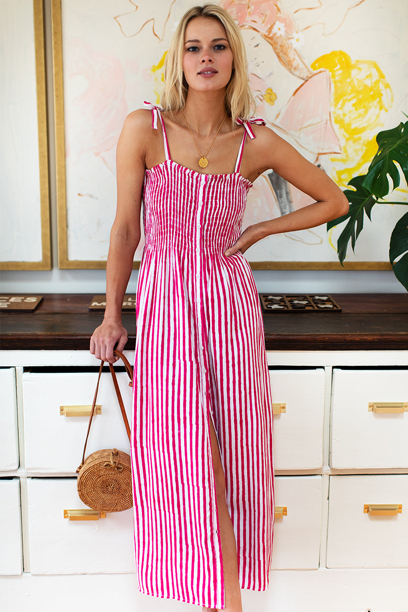 Santiago Sundress - Pink Yarrow Stripe