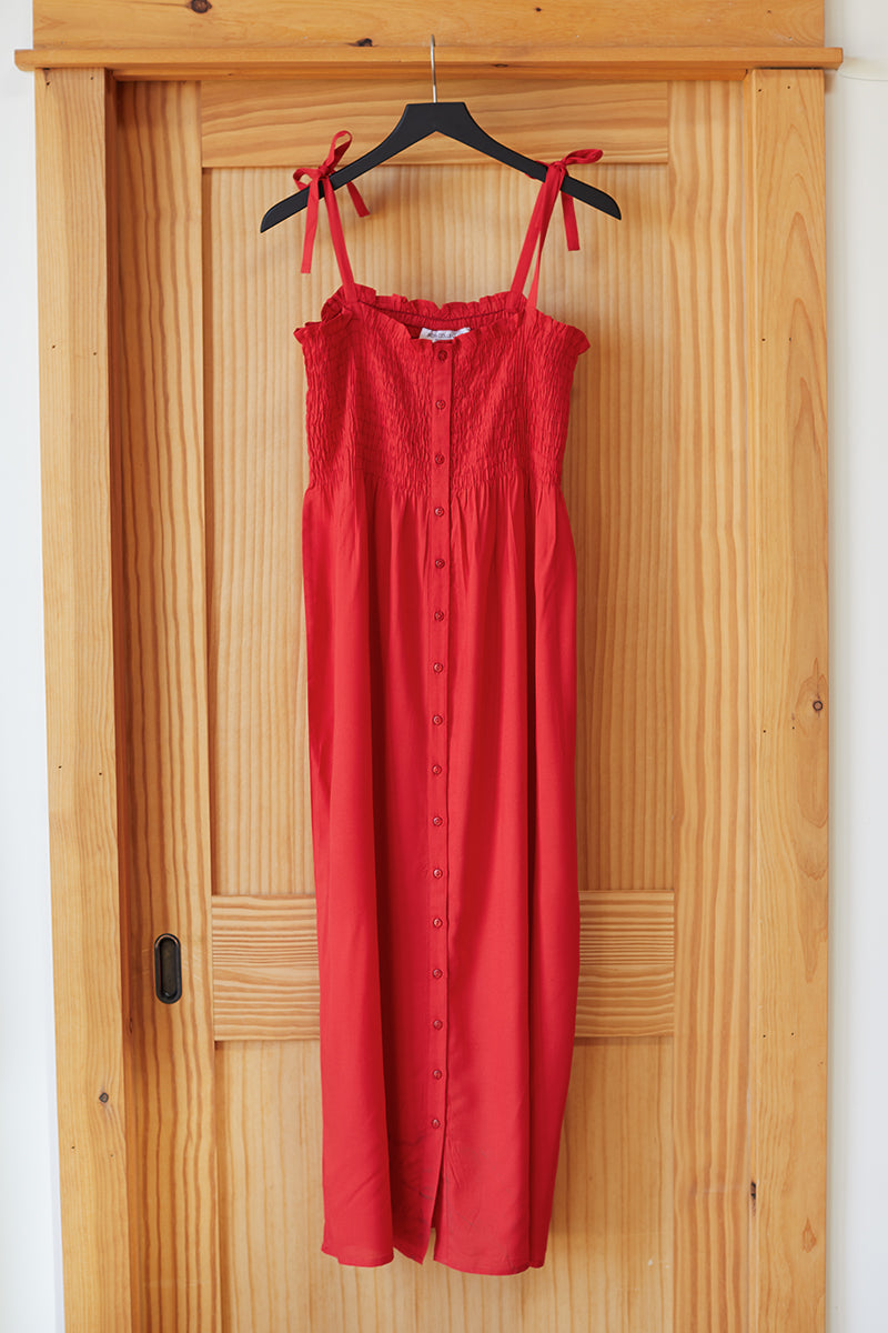 Santiago Sundress - Bright Red