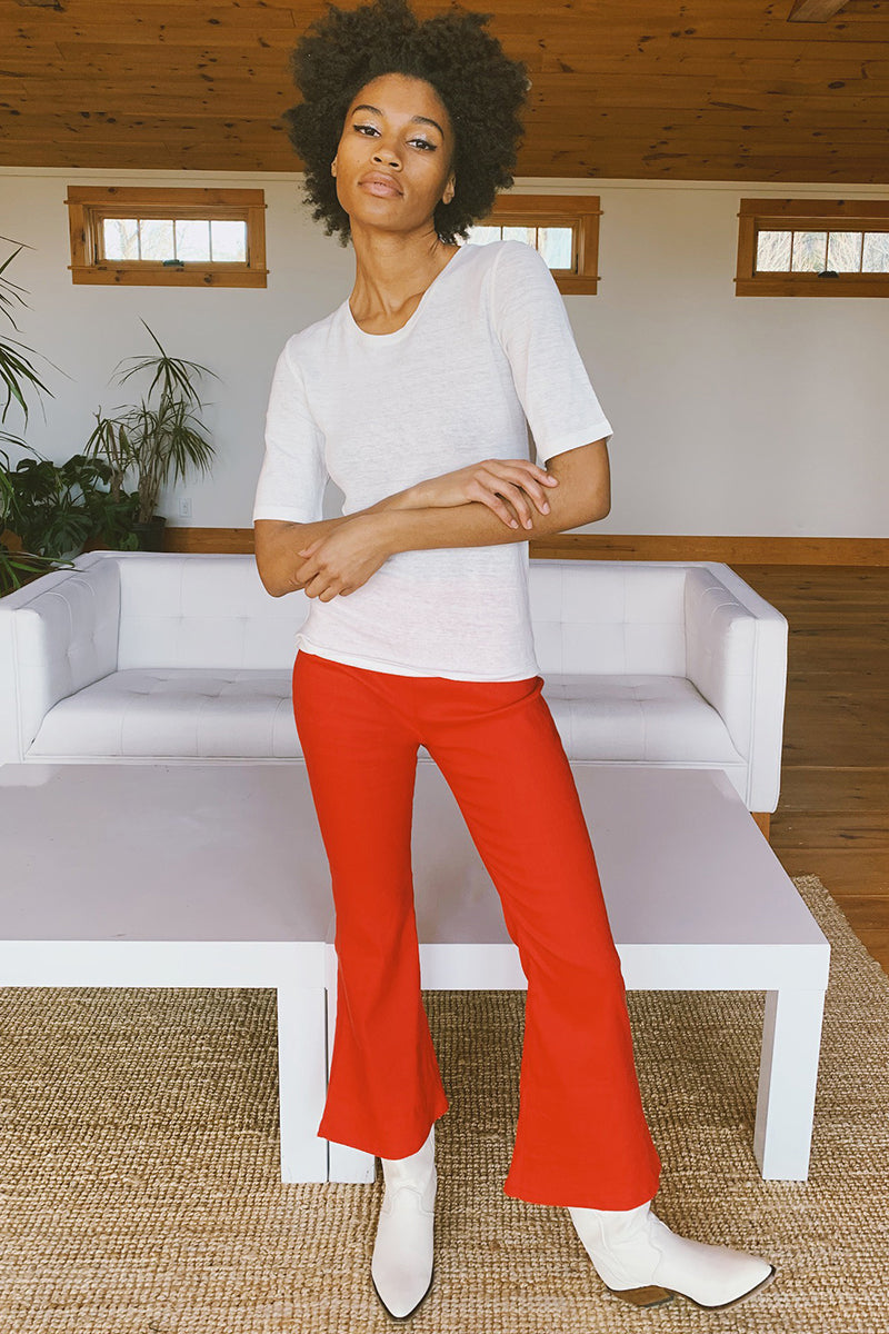 Trumpet Pant - Red Linen