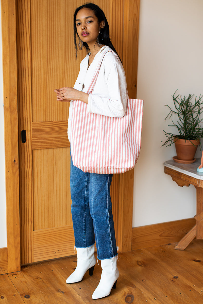 Tote Bag - Muted Clay Stripe Organic