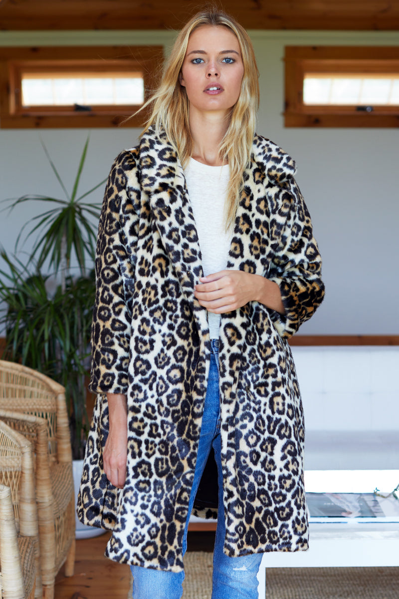 Vegan Leopard Coat - Leopard