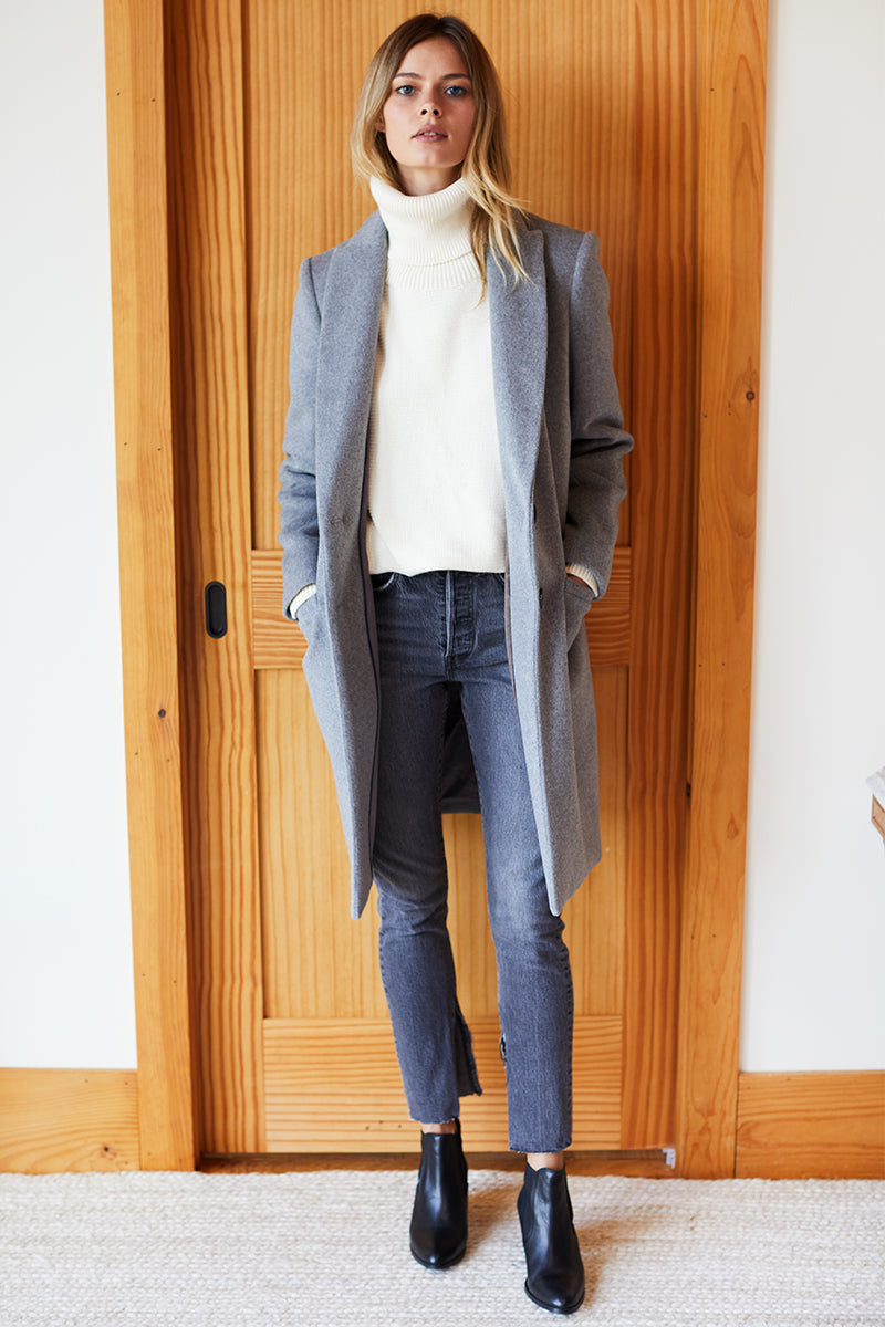 Tailored Coat - Heather Grey Wool Cashmere