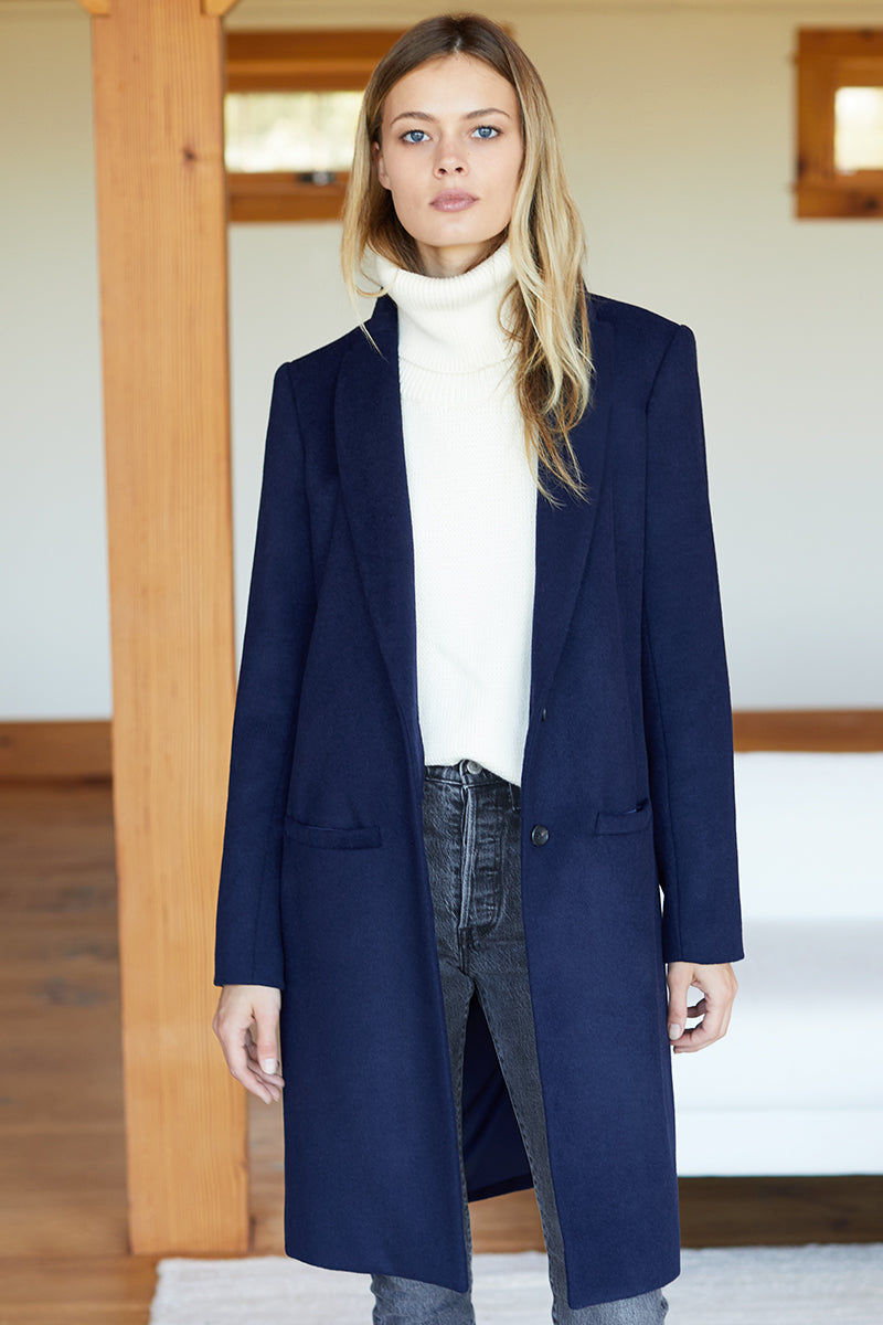 Tailored Coat - Navy - Emerson Fry