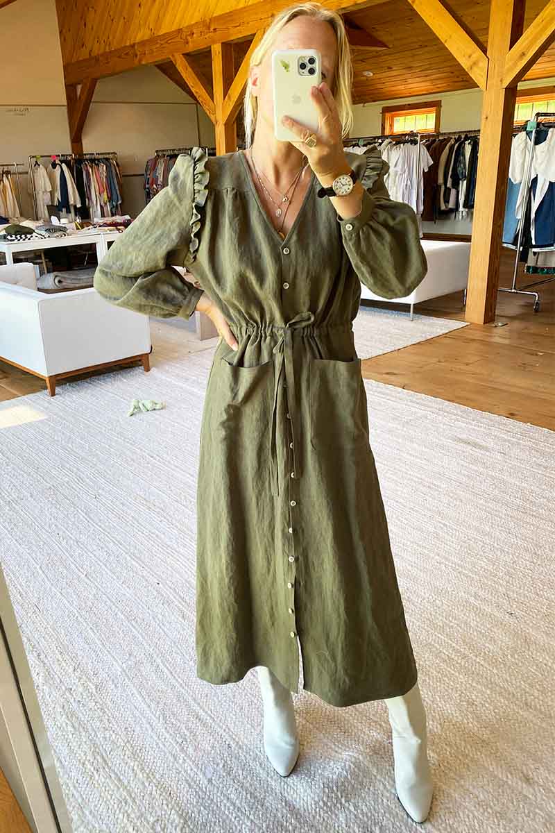 Mama's Pretty Dress - Army Linen