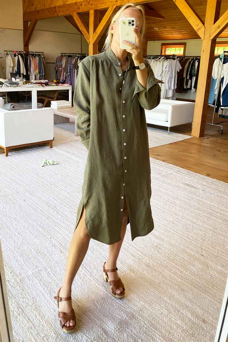 Midi Shirtdress - Army Linen