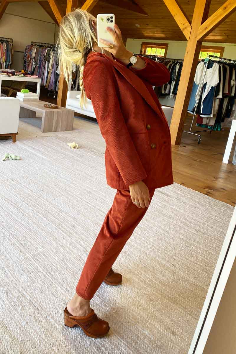 4 Button Blazer - Cinnamon Corduroy Organic