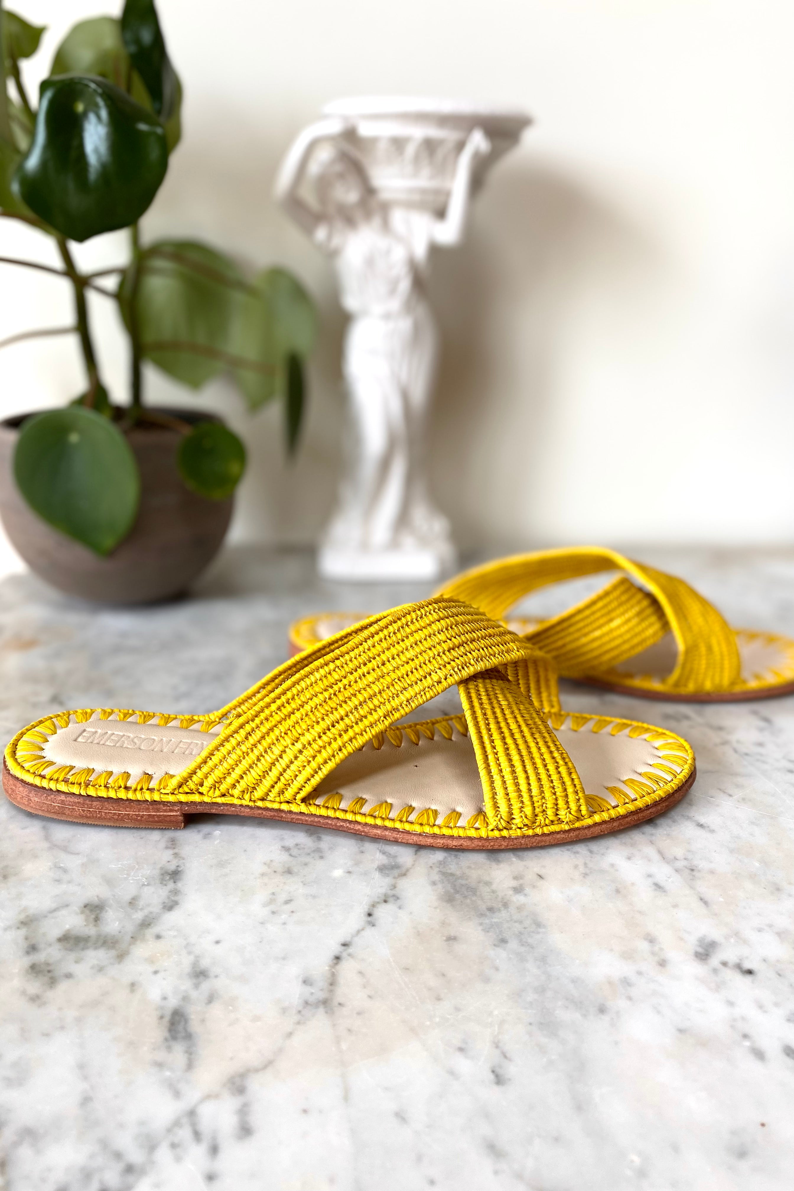 Woven Open Toe Slide - Sun Yellow