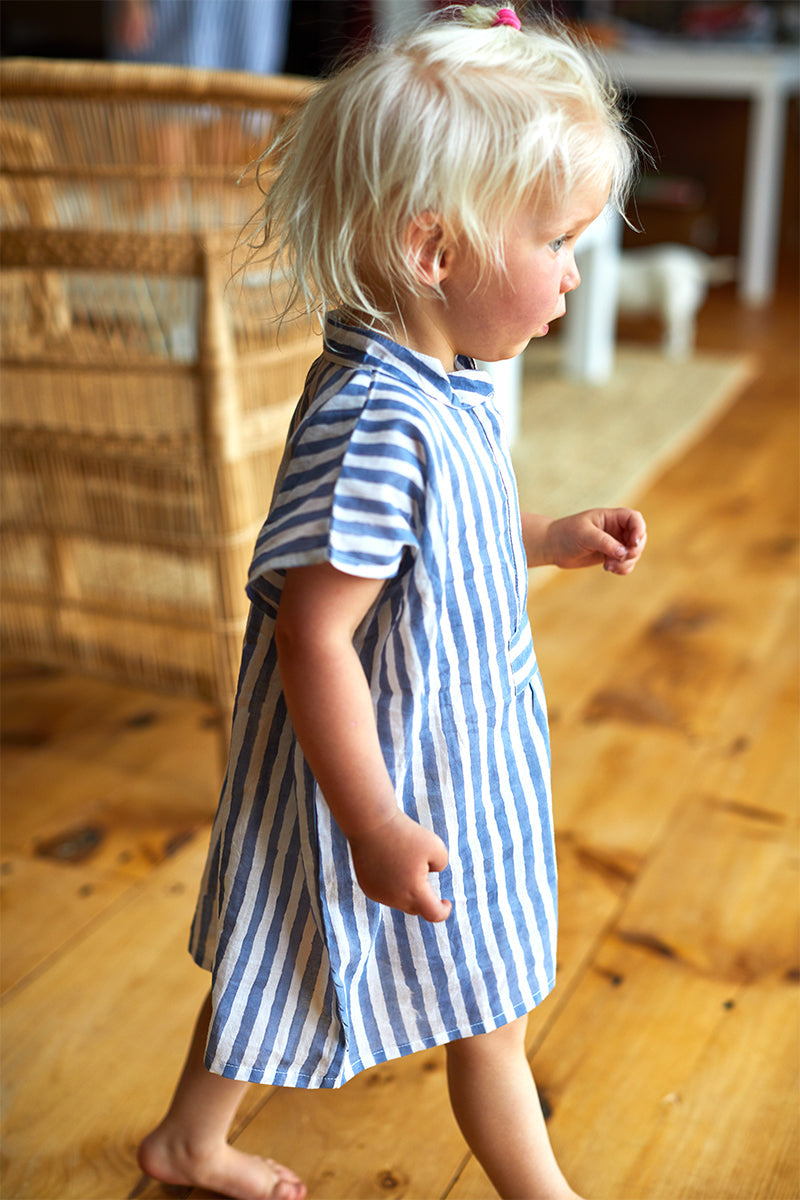 Little Fry Caftan - Ocean Stripe Organic