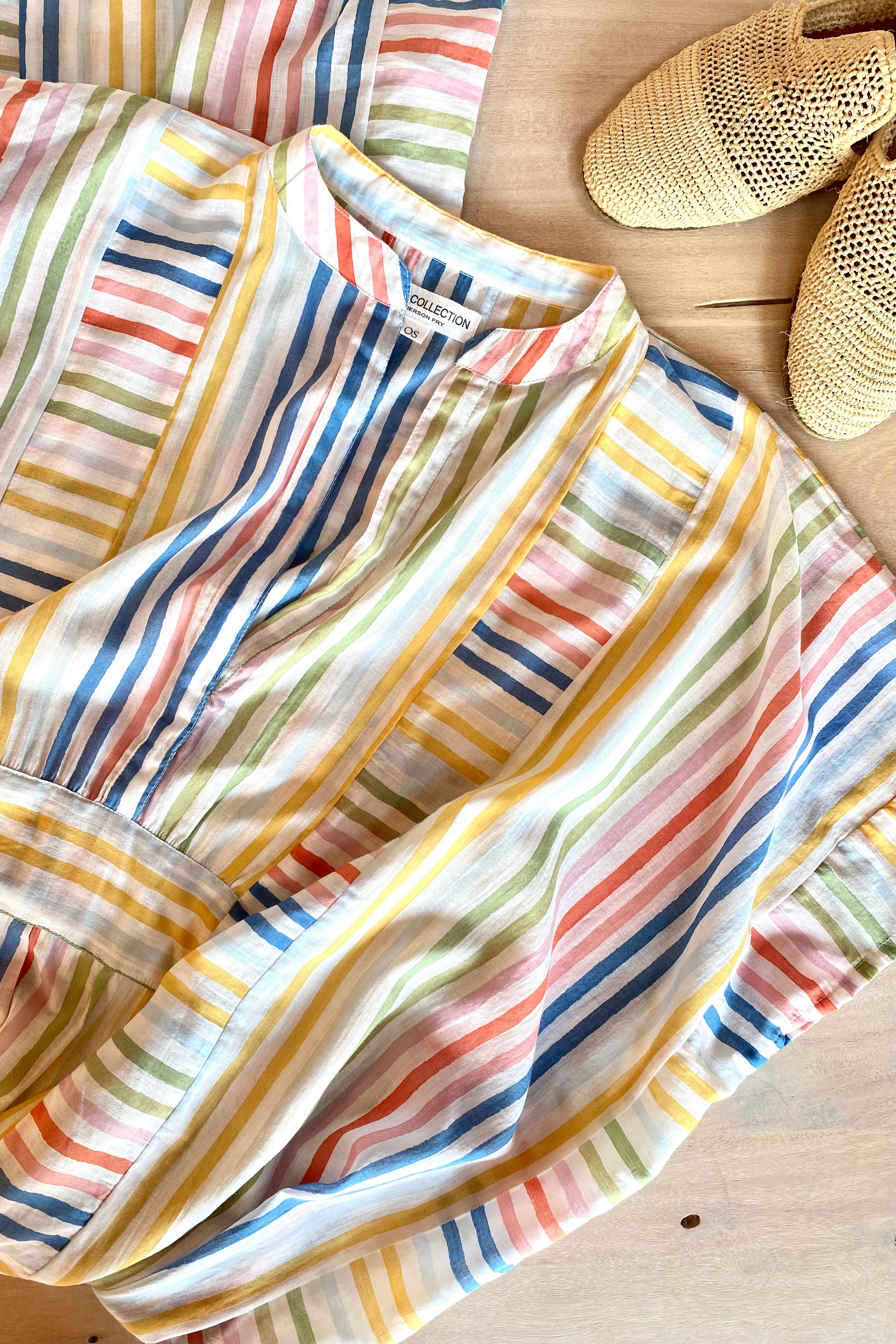 Emerson Caftan - Rainbow Stripe Organic