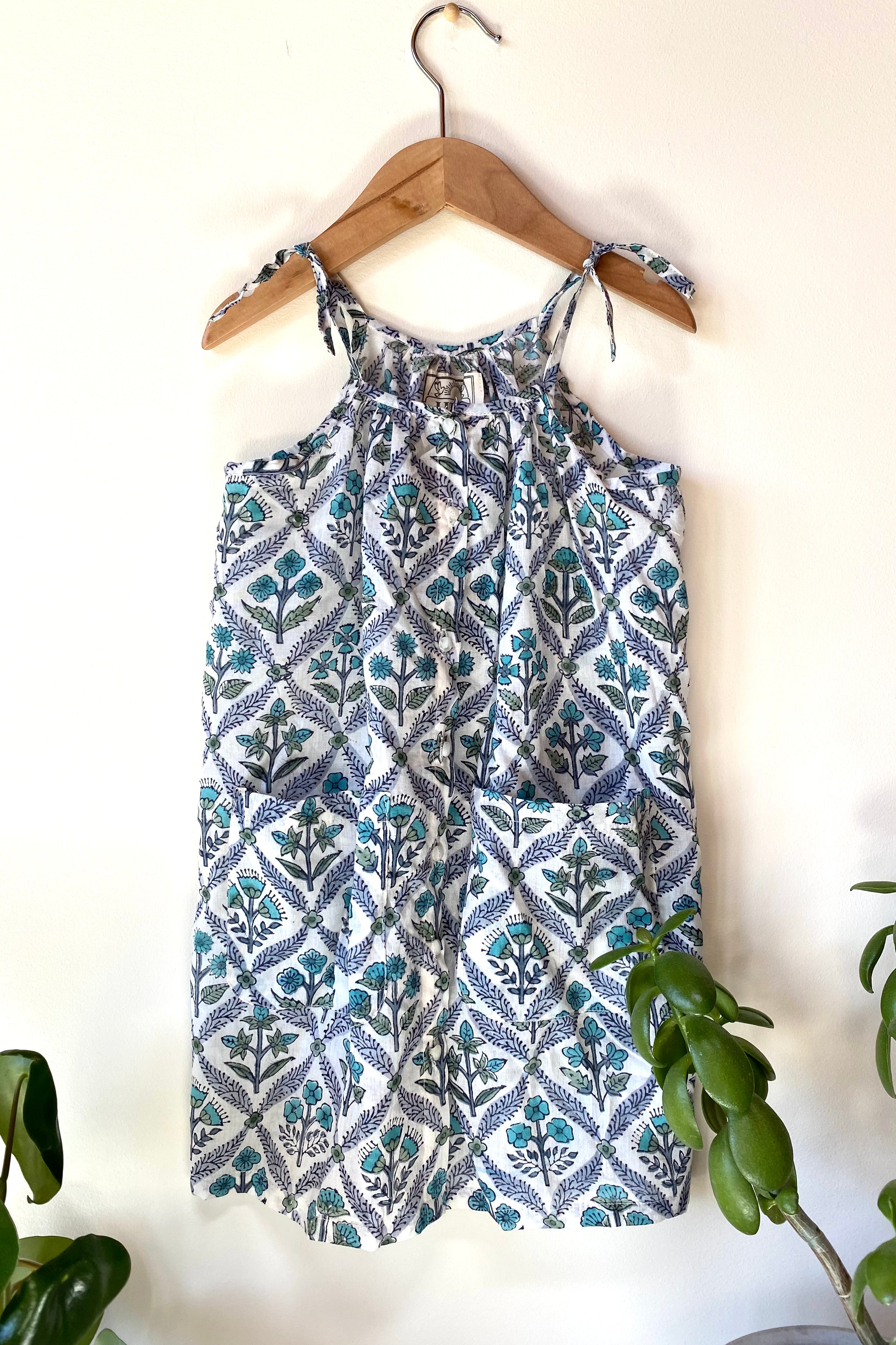 Little Fry Sundress - Flowers Blue Organic