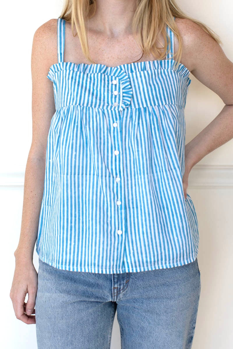 Astrid Top - Sunday Stripe Bluesy Organic