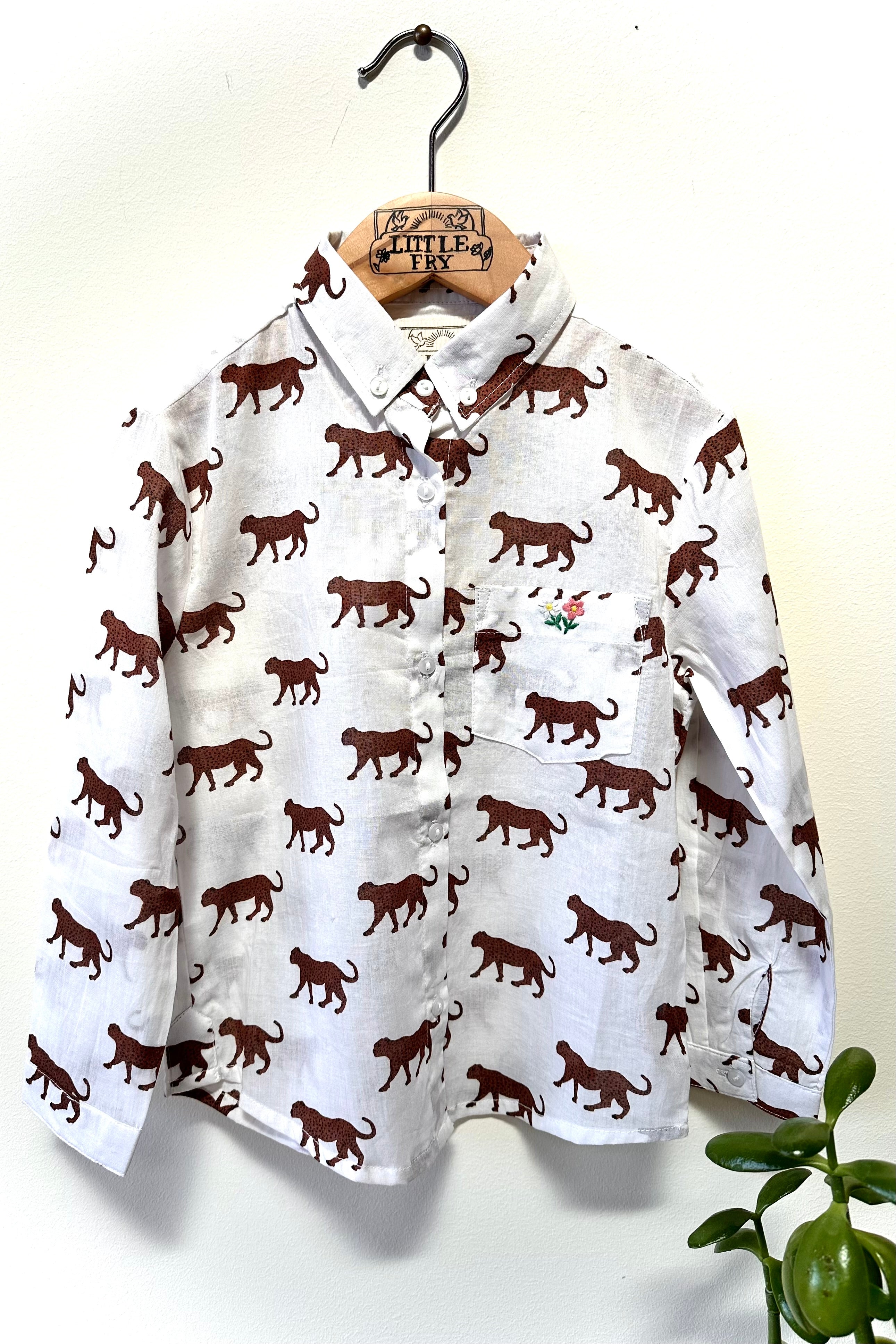 Little Fry Papa's Shirt - Ivory Cheetah Organic