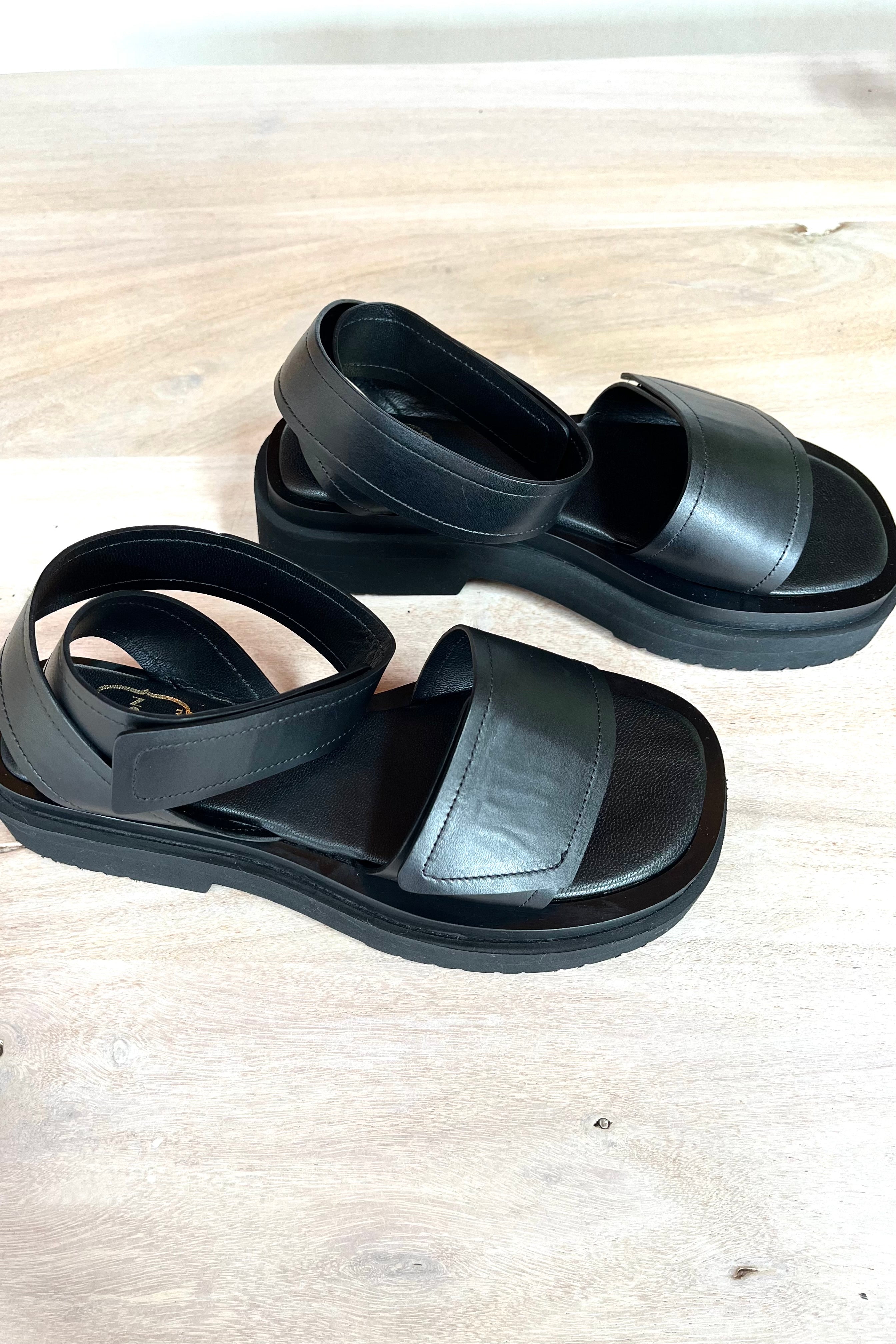 Cross Platform Sandal - Black Leather