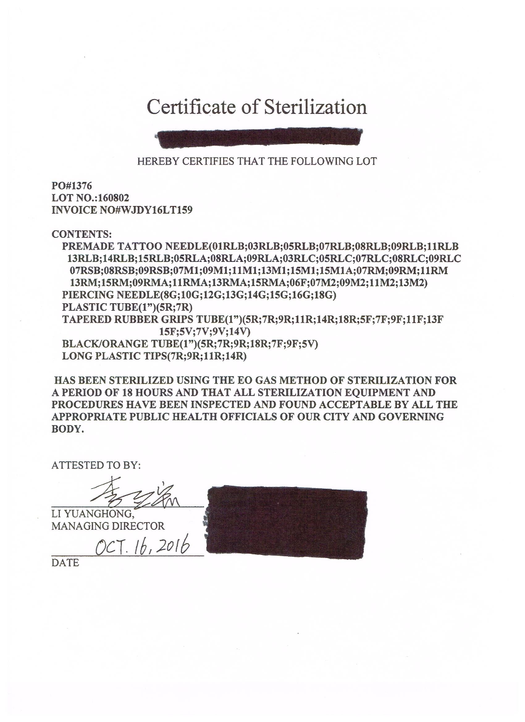 Certificate Of Sterility Tattoo prntbl concejomunicipaldechinu gov co