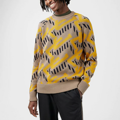 Abstract Sunset Jacquard Knit Pullover