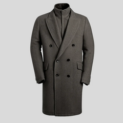 Herringbone Wool / Cashmere Top Coat - Charcoal