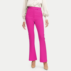 Flare Full Length Crepe Pant - Pink