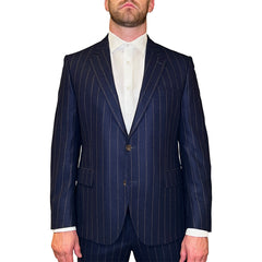 NYFS Pinstripe Flannel Wool Suit - Navy