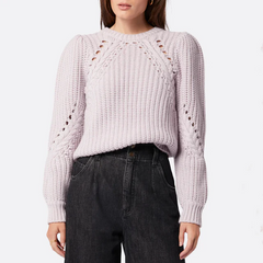 Balloon Sleeve Cut-Out Details Sweater - Lilac