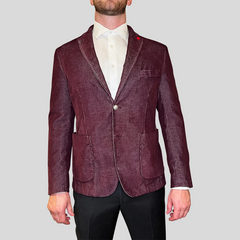 Micro Corduroy Stretch Patch Pocket Blazer - Burgundy