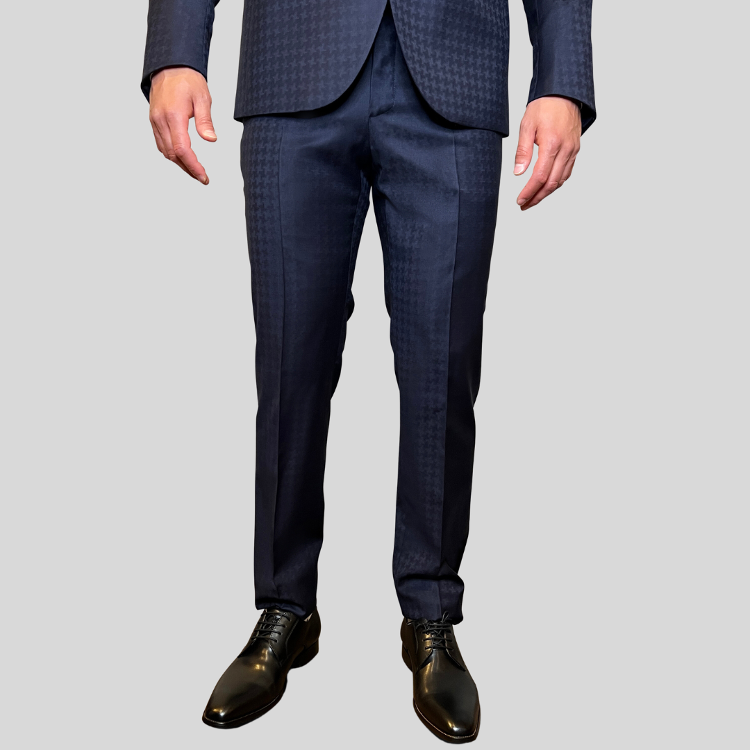 Pal Zileri Houndstooth Pattern Shawl Collar Tuxedo Suit Navy – Gotstyle ...