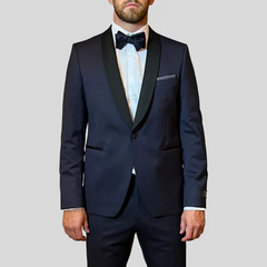 Peak Lapel Tuxedo Suit - Navy