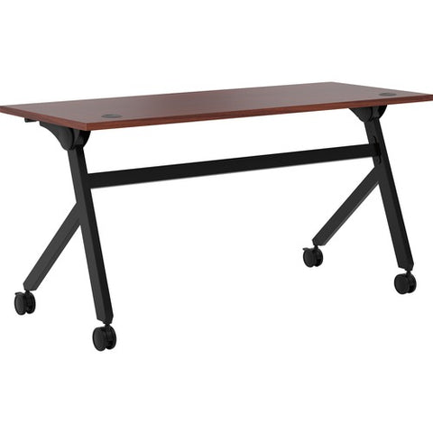 HON Multi-Purpose Table | Flip Base | 60"W x 24"D | Chestnut Laminate | Black Finish ; UPC: 888531612219 ; Image 3