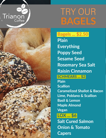 Bagels Menu at Trianon Coffee