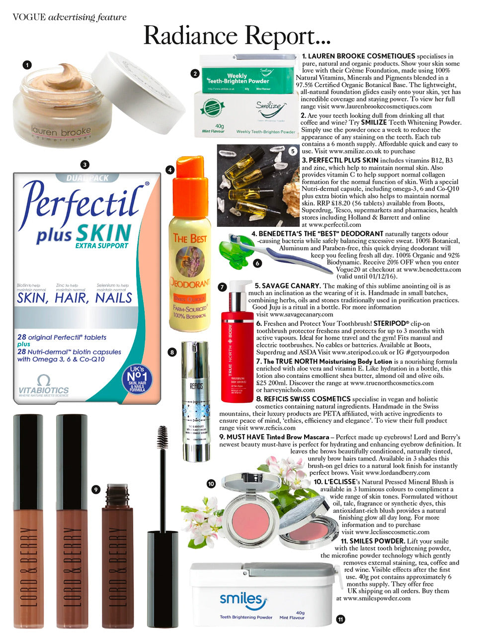 VOGUE Advertising Feature "The Radiance Report" featuring Benedetta's The "Best" Deodorant