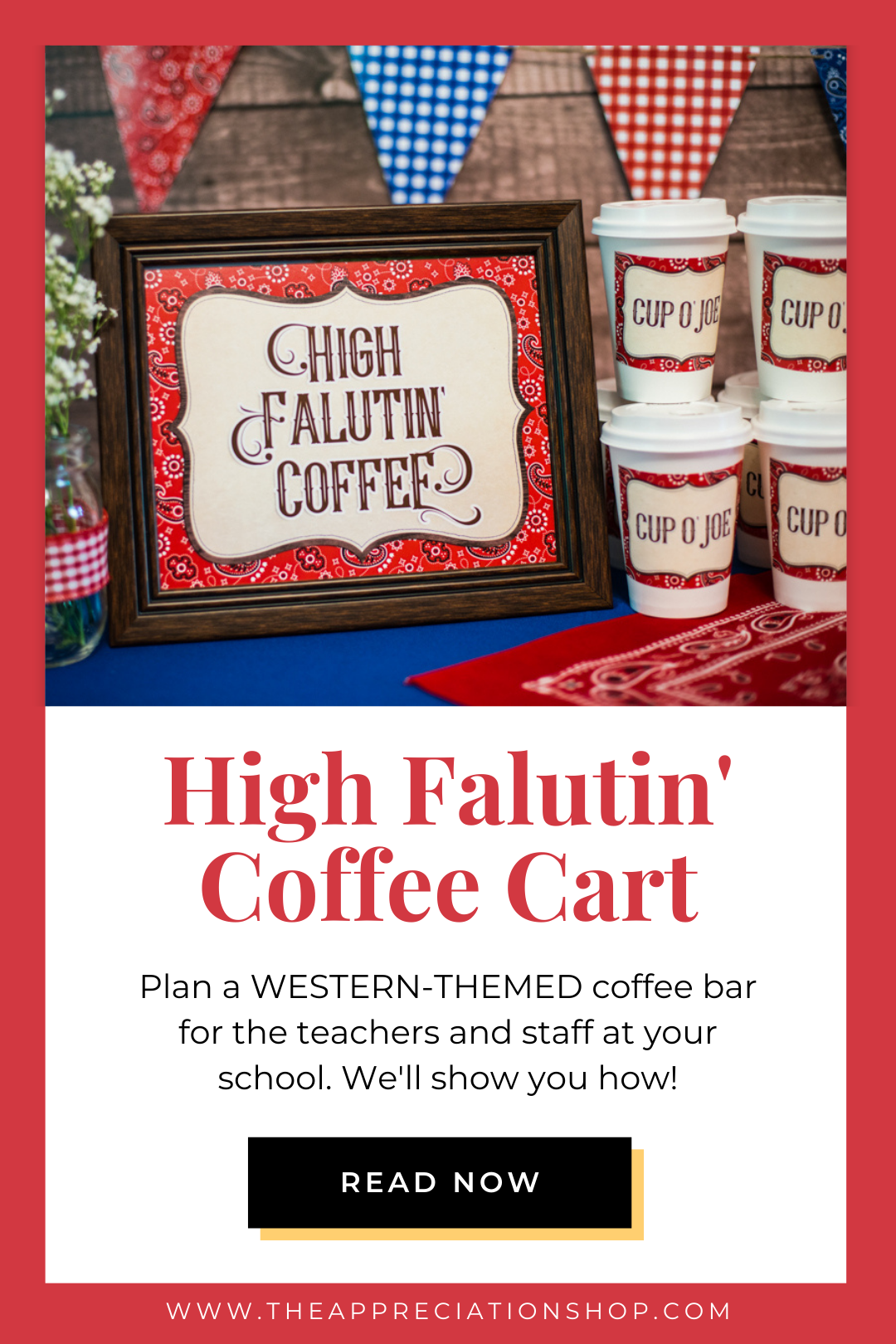 High Falutin Coffee Cart - Western themed teacher appreciation breakfast ideas and printables