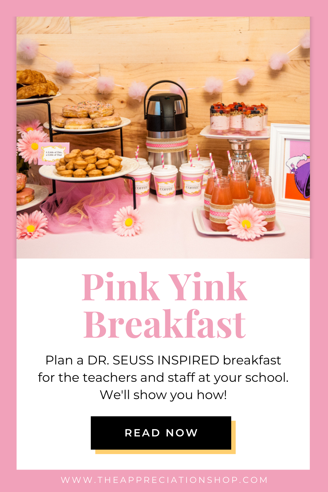 Dr Seuss Inspired Pink Yink Breakfast with printable sign and food labels
