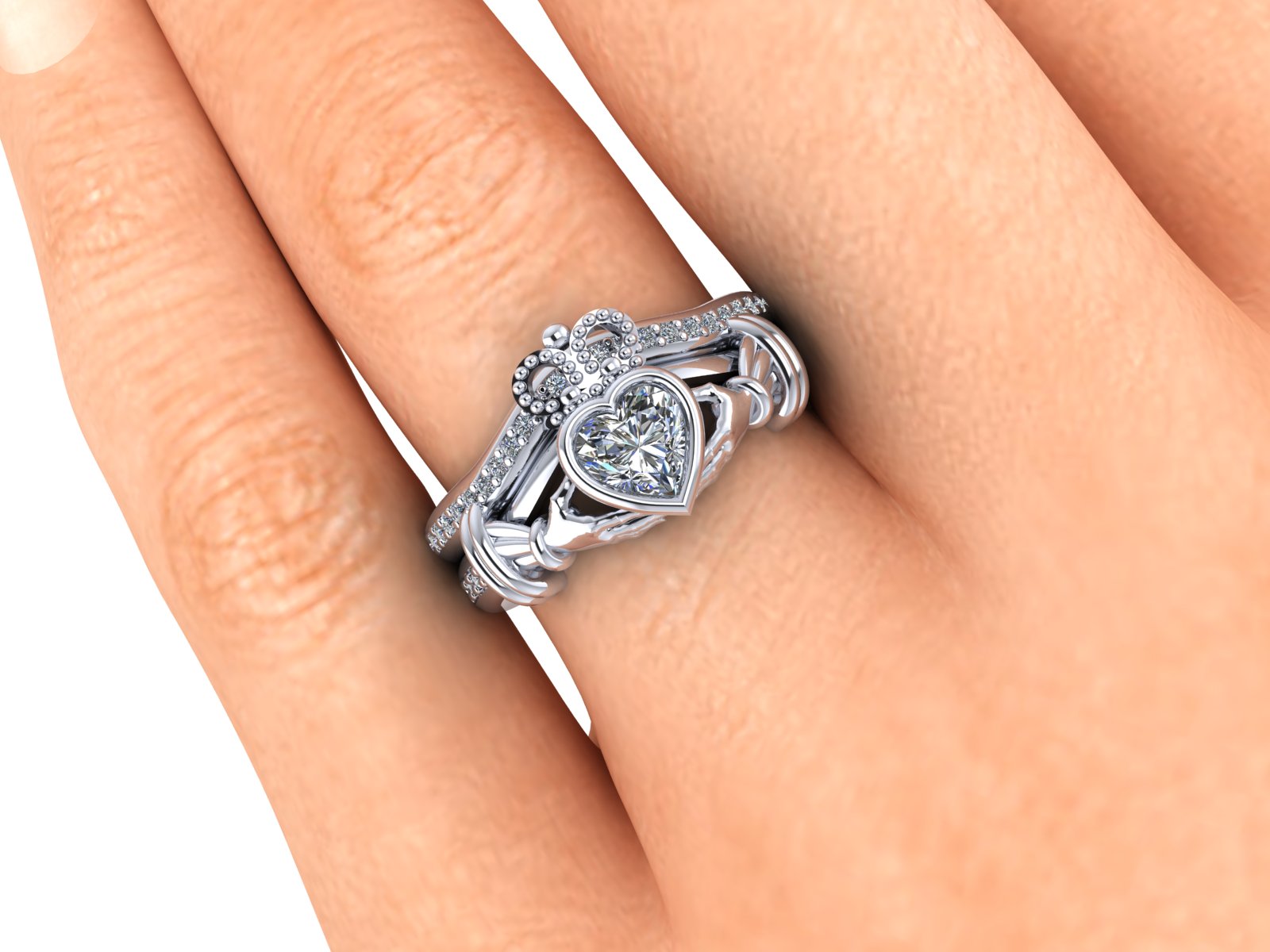 diamond claddagh wedding ring sets