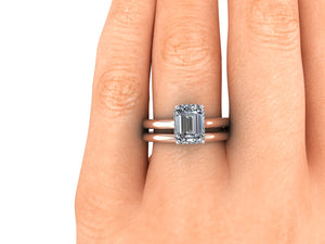 Emerald Cut Hidden Halo Engagement Ring Emerald Cut Diamond Ring