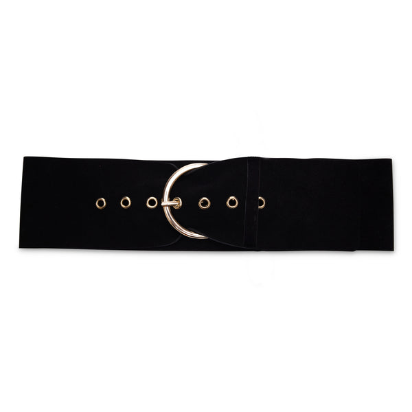 Wide suede waist belt