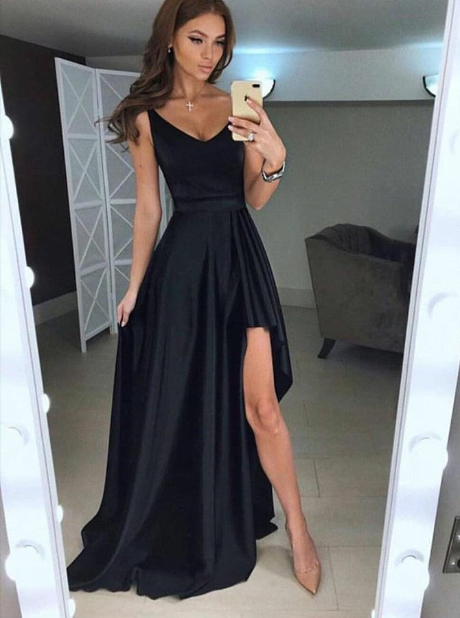 Black High-low Long Prom Dress Fashion Winter Formal Dress LP301 ...