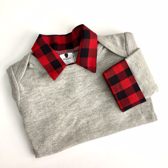 baby boy red tartan outfit