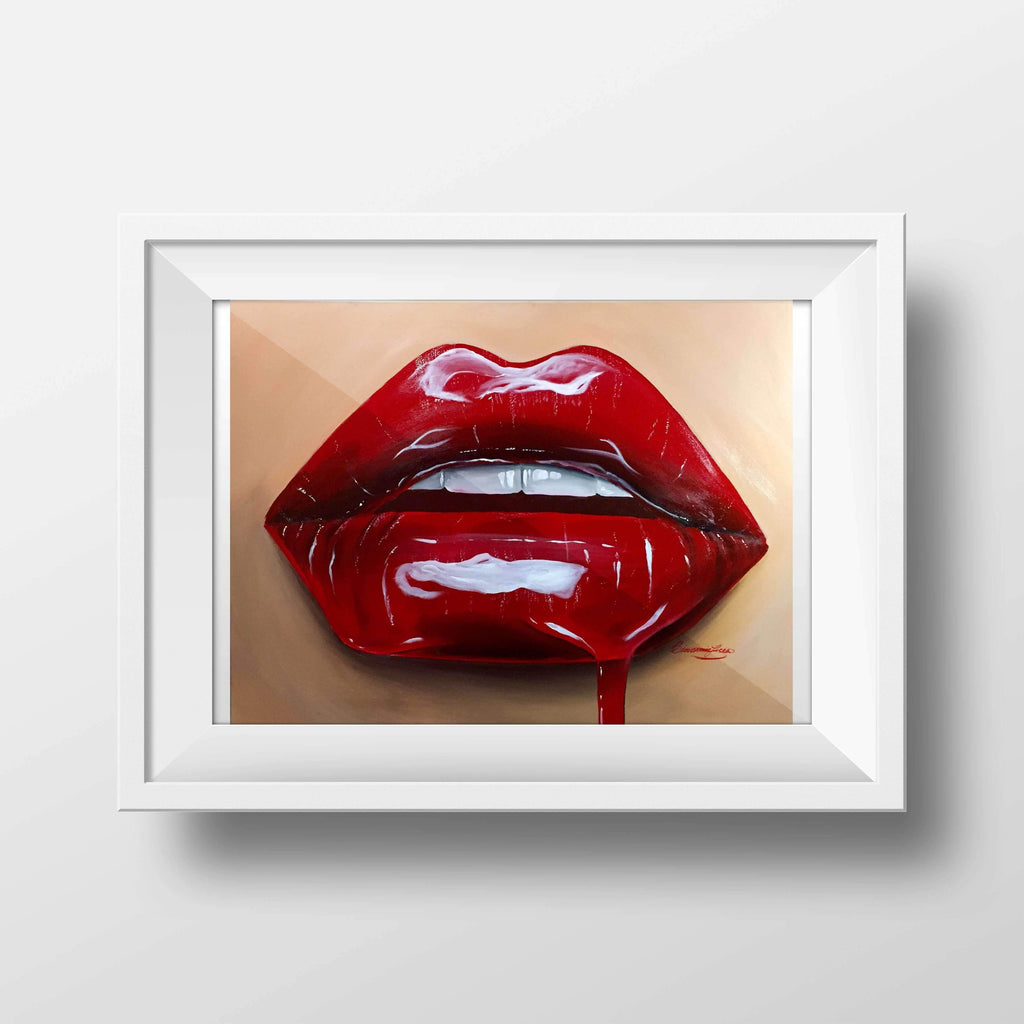 Cherry Red Glossy Lips Print – Giovannie's Originals